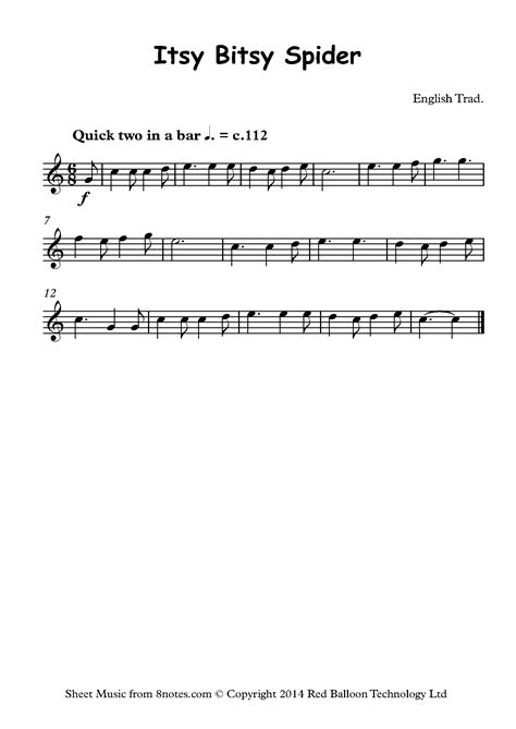 Incy Wincy Spider (Itsy Bitsy Spider) - Jazz Arrangement For Flute Quartet